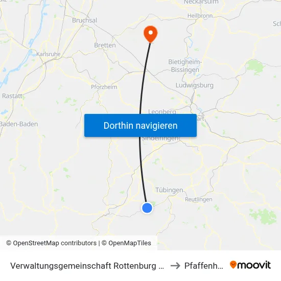 Verwaltungsgemeinschaft Rottenburg am Neckar to Pfaffenhofen map