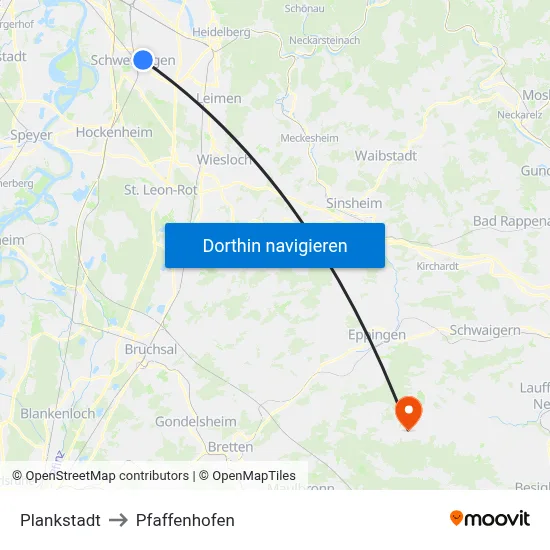 Plankstadt to Pfaffenhofen map