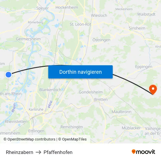 Rheinzabern to Pfaffenhofen map