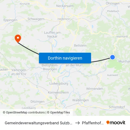 Gemeindeverwaltungsverband Sulzbach to Pfaffenhofen map