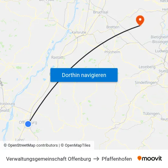 Verwaltungsgemeinschaft Offenburg to Pfaffenhofen map