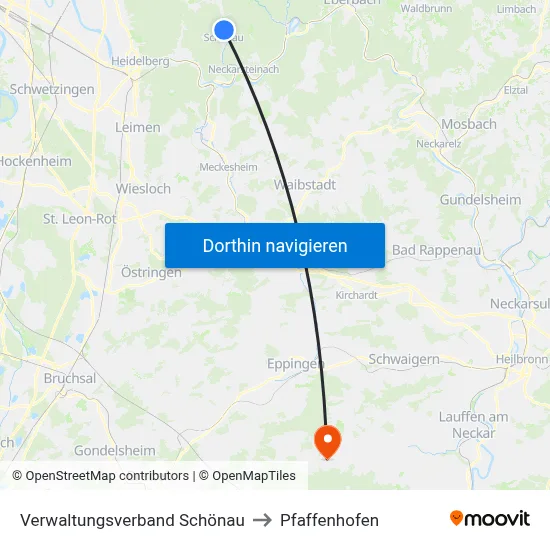 Verwaltungsverband Schönau to Pfaffenhofen map