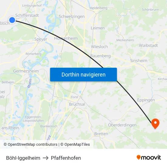 Böhl-Iggelheim to Pfaffenhofen map