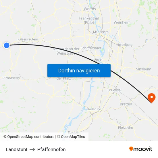 Landstuhl to Pfaffenhofen map