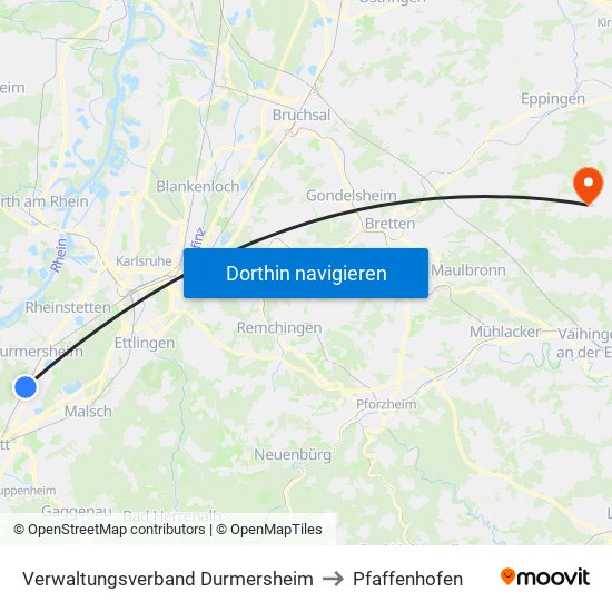 Verwaltungsverband Durmersheim to Pfaffenhofen map