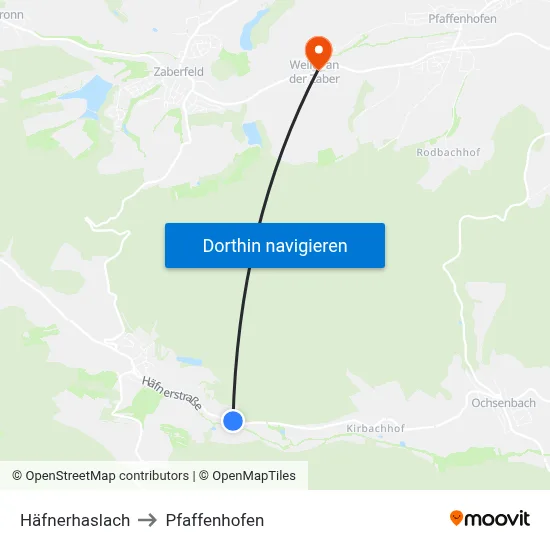 Häfnerhaslach to Pfaffenhofen map
