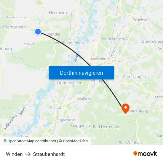 Winden to Straubenhardt map