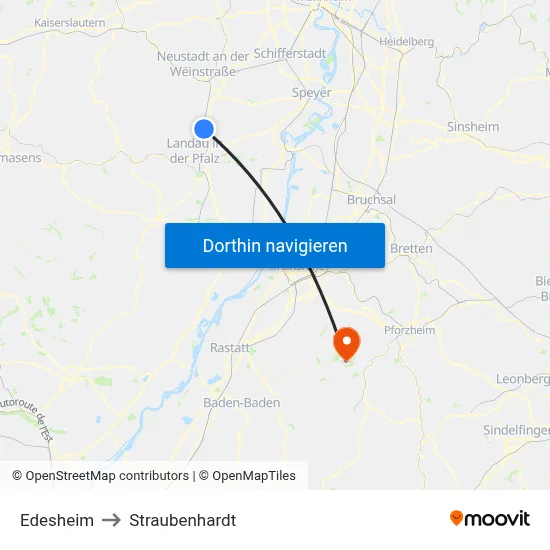 Edesheim to Straubenhardt map