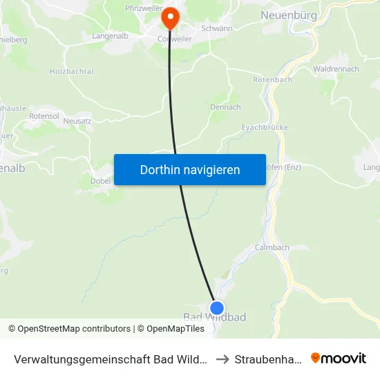 Verwaltungsgemeinschaft Bad Wildbad to Straubenhardt map