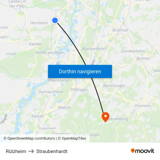 Rülzheim to Straubenhardt map