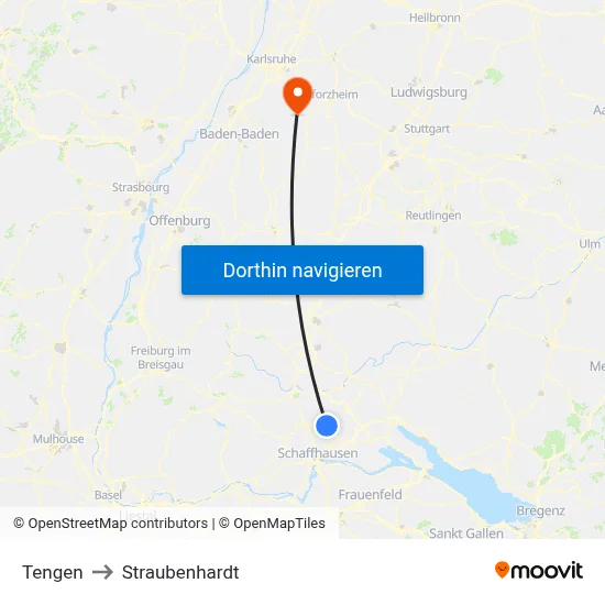 Tengen to Straubenhardt map
