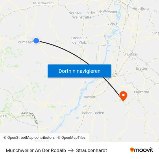 Münchweiler An Der Rodalb to Straubenhardt map