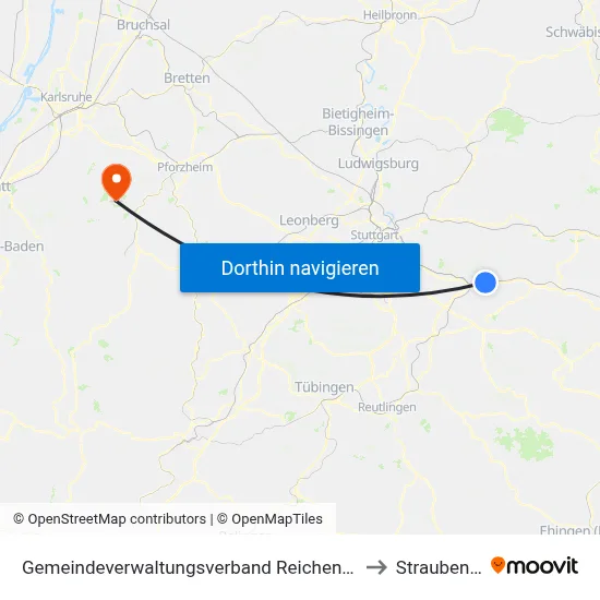 Gemeindeverwaltungsverband Reichenbach An Der Fils to Straubenhardt map