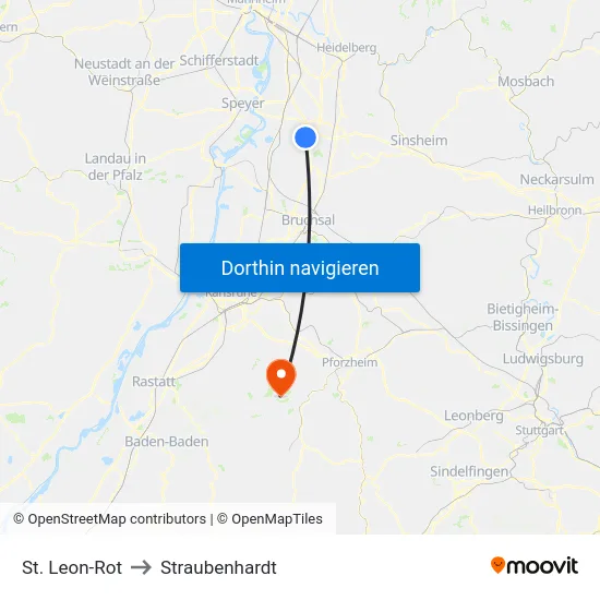 St. Leon-Rot to Straubenhardt map