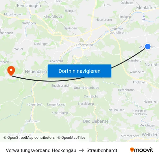 Verwaltungsverband Heckengäu to Straubenhardt map