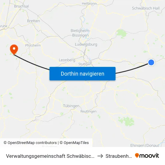 Verwaltungsgemeinschaft Schwäbisch Gmünd to Straubenhardt map