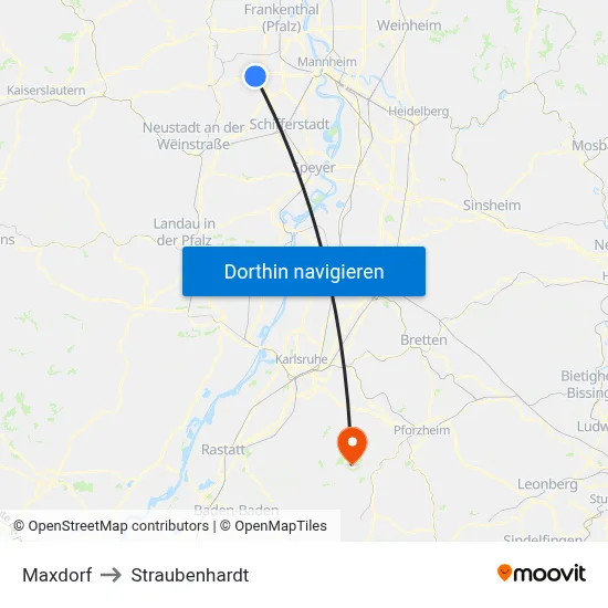 Maxdorf to Straubenhardt map