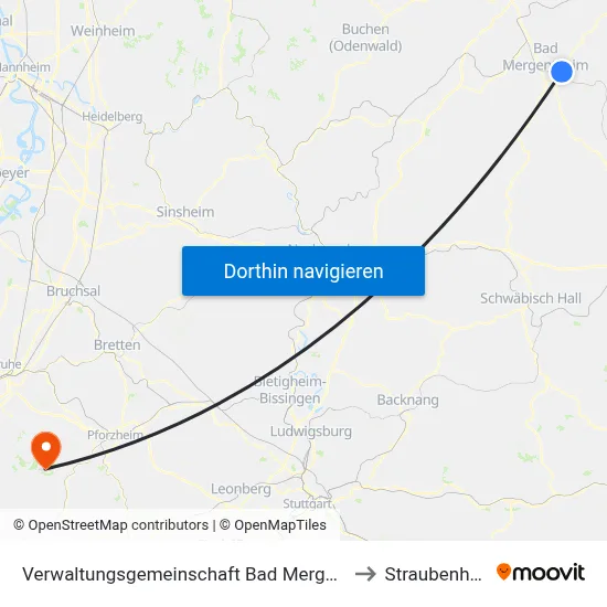 Verwaltungsgemeinschaft Bad Mergentheim to Straubenhardt map