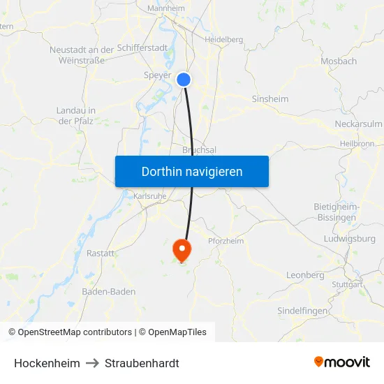 Hockenheim to Straubenhardt map