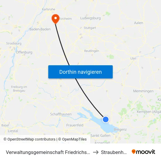 Verwaltungsgemeinschaft Friedrichshafen to Straubenhardt map