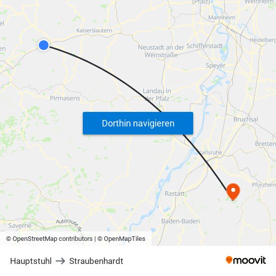 Hauptstuhl to Straubenhardt map