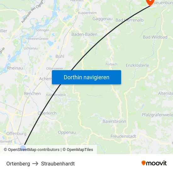 Ortenberg to Straubenhardt map