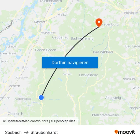 Seebach to Straubenhardt map