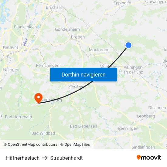 Häfnerhaslach to Straubenhardt map