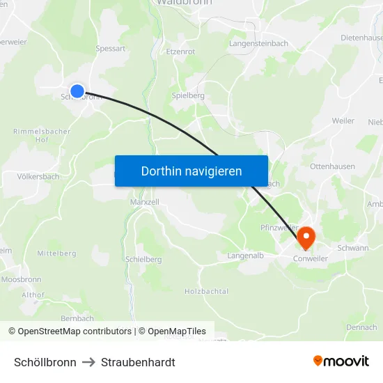 Schöllbronn to Straubenhardt map