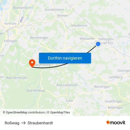 Roßwag to Straubenhardt map