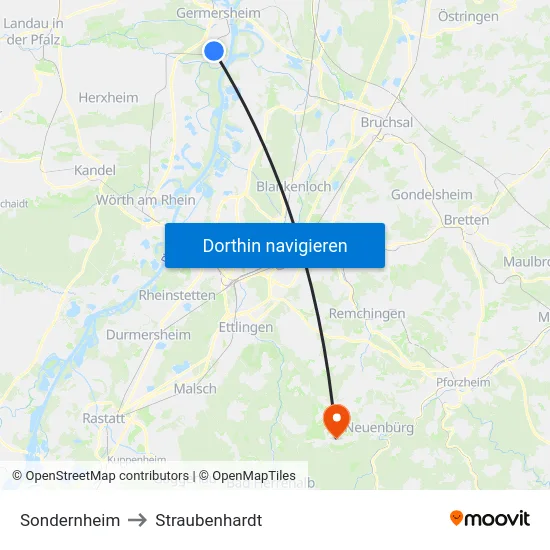 Sondernheim to Straubenhardt map