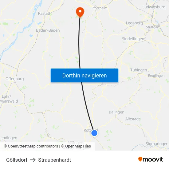 Göllsdorf to Straubenhardt map