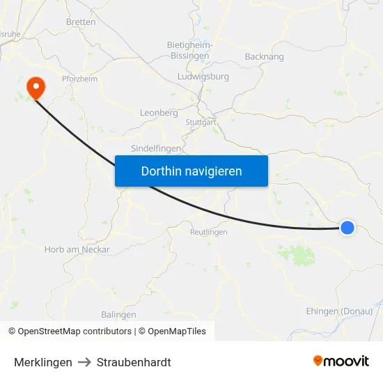 Merklingen to Straubenhardt map
