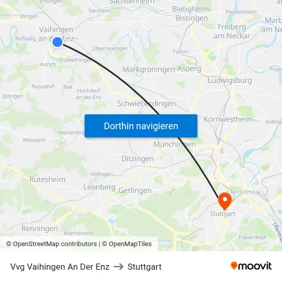 Vvg Vaihingen An Der Enz to Stuttgart map