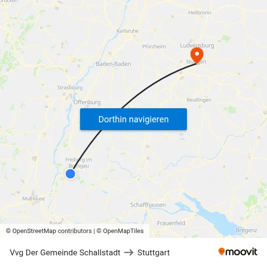 Vvg Der Gemeinde Schallstadt to Stuttgart map