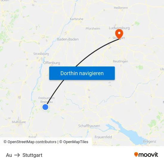 Au to Stuttgart map