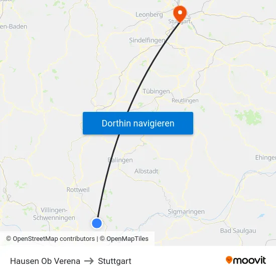 Hausen Ob Verena to Stuttgart map