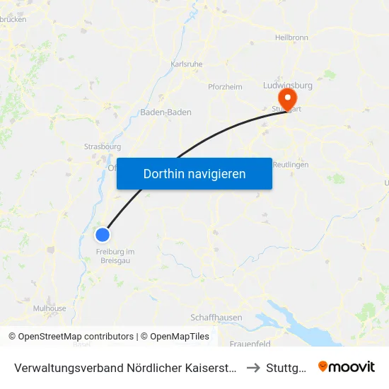 Verwaltungsverband Nördlicher Kaiserstuhl to Stuttgart map