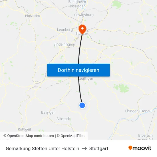 Gemarkung Stetten Unter Holstein to Stuttgart map