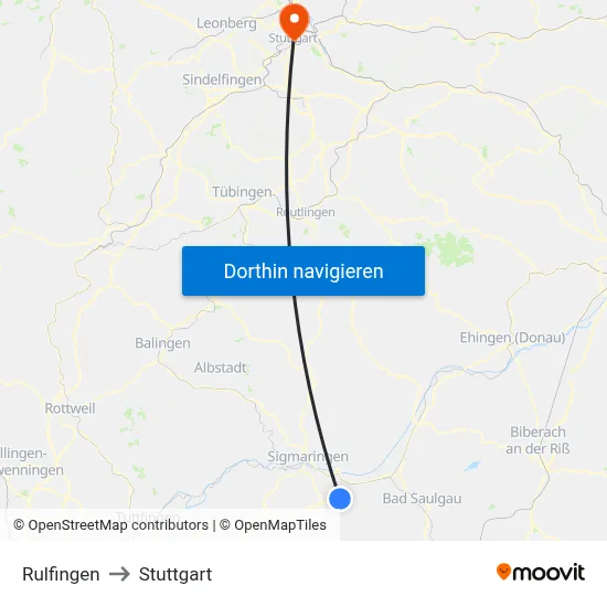 Rulfingen to Stuttgart map