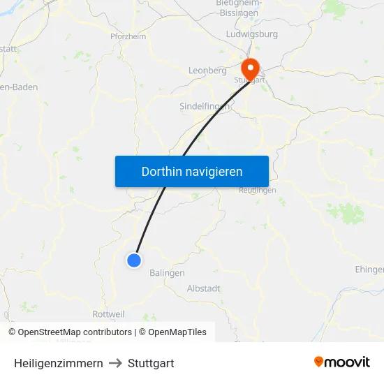 Heiligenzimmern to Stuttgart map