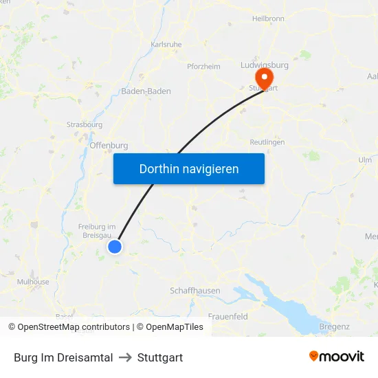 Burg Im Dreisamtal to Stuttgart map