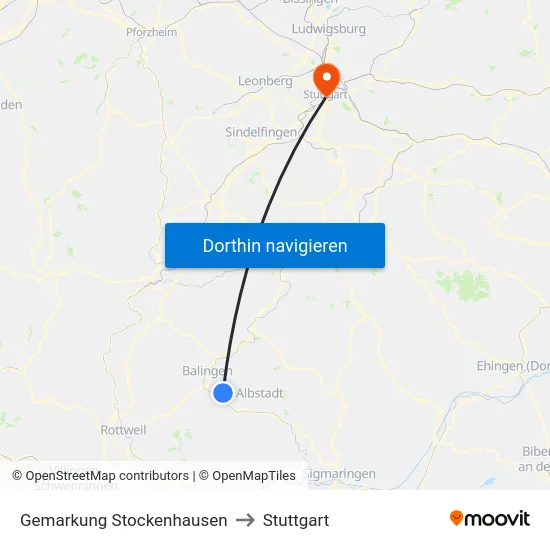 Gemarkung Stockenhausen to Stuttgart map