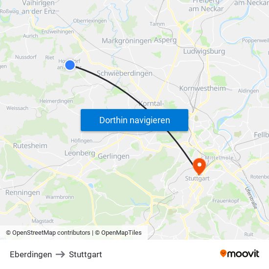 Eberdingen to Stuttgart map