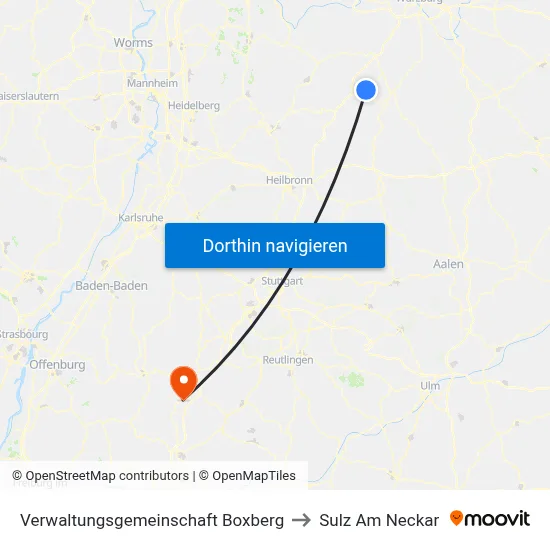 Verwaltungsgemeinschaft Boxberg to Sulz Am Neckar map