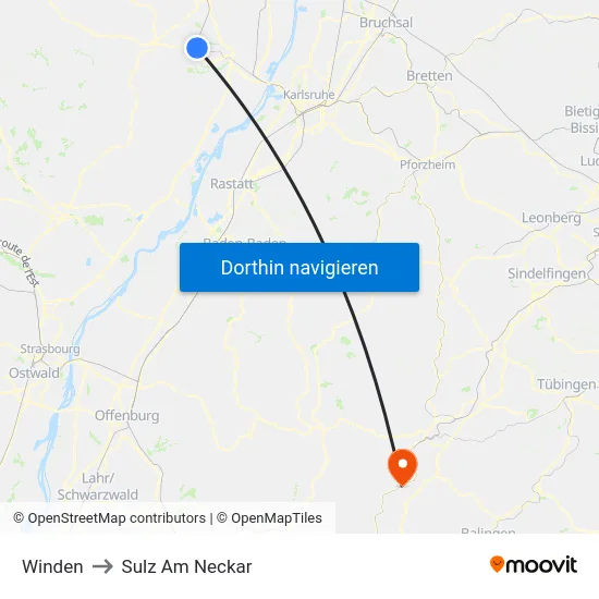 Winden to Sulz Am Neckar map