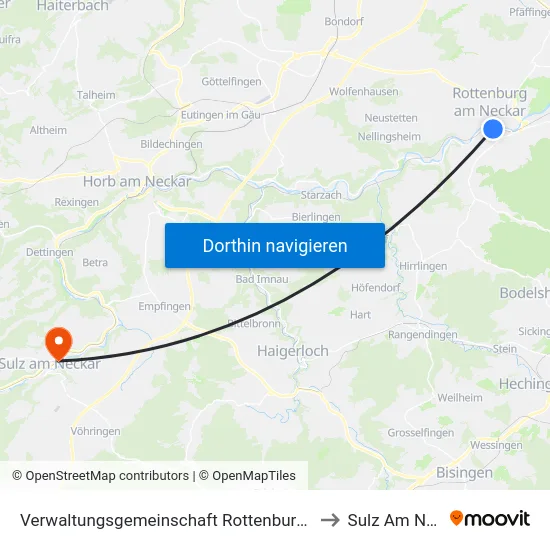 Verwaltungsgemeinschaft Rottenburg am Neckar to Sulz Am Neckar map