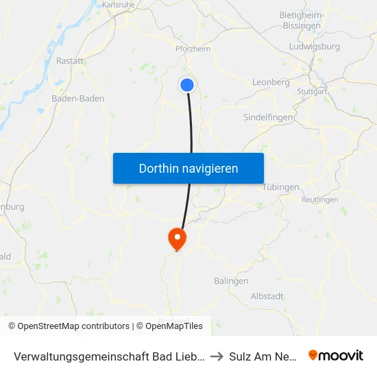 Verwaltungsgemeinschaft Bad Liebenzell to Sulz Am Neckar map