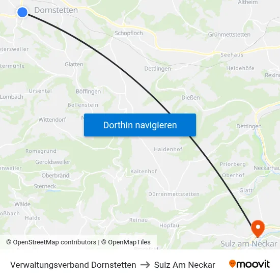 Verwaltungsverband Dornstetten to Sulz Am Neckar map