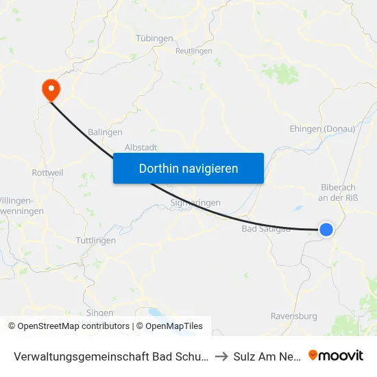 Verwaltungsgemeinschaft Bad Schussenried to Sulz Am Neckar map